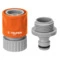 Коннектор с аквастопом для шланга 3/4" с адаптером Truper, ABS-пластик, оранжевый, 12722
