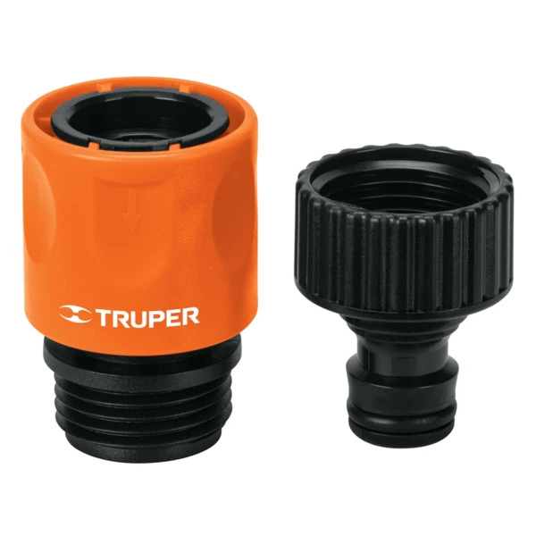 Коннектор для шланга 3/4" с адаптером Truper, ABS-пластик, оранжевый, 12724
