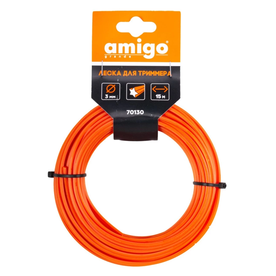 Леска для триммера Amigo Звезда d3 мм, 15 м, оранжевая, 70130