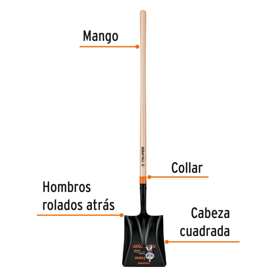 Лопата совковая Truper ковш 24х30 см, ручка дерево, длина 144 см, 17176