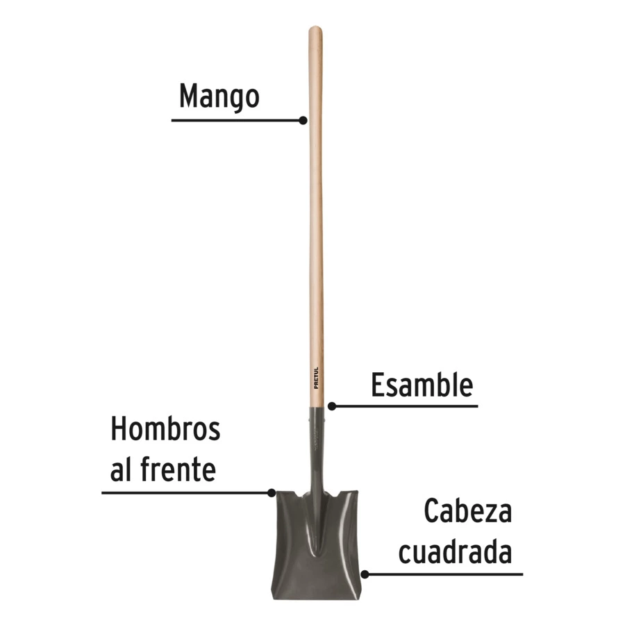 Лопата совковая Pretul ковш 23х30 см, ручка дерево, длина 142 см, 22508