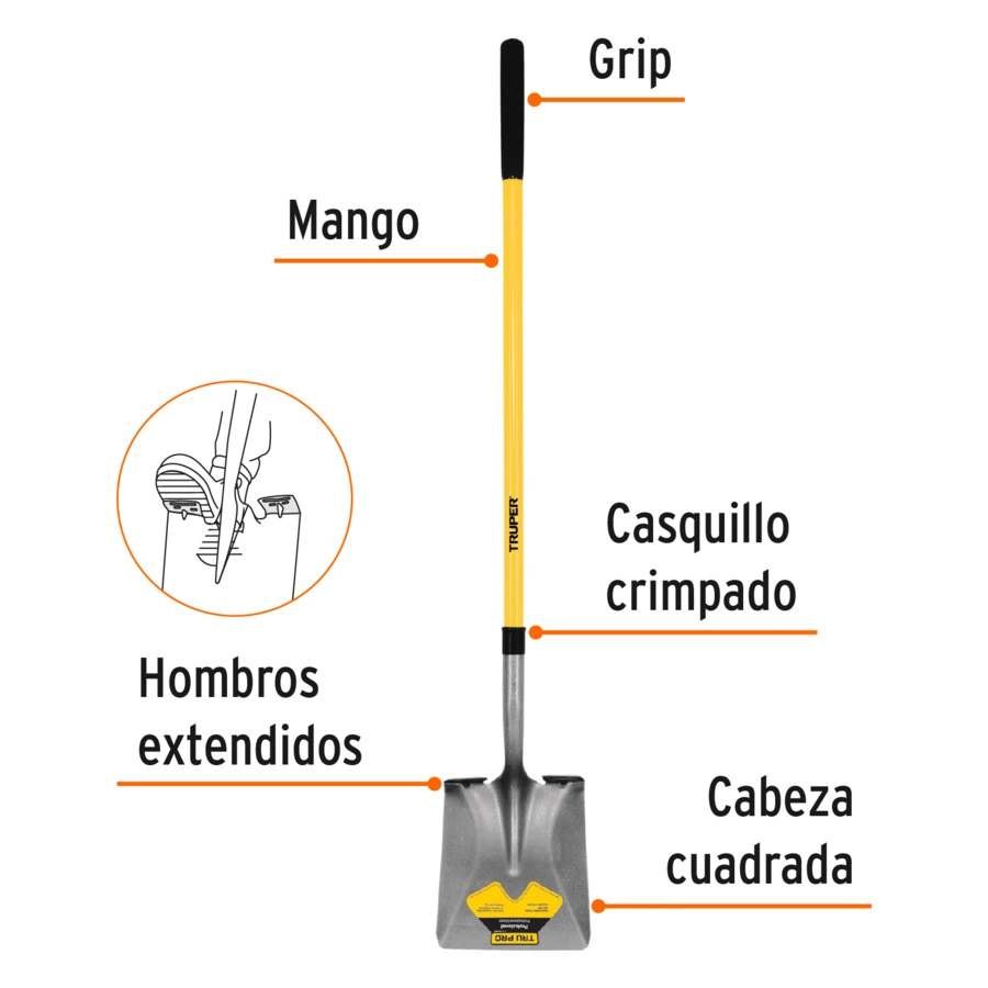 Лопата совковая Truper ковш 25х29 см, ручка фиберглас, длина 147 см, 17167