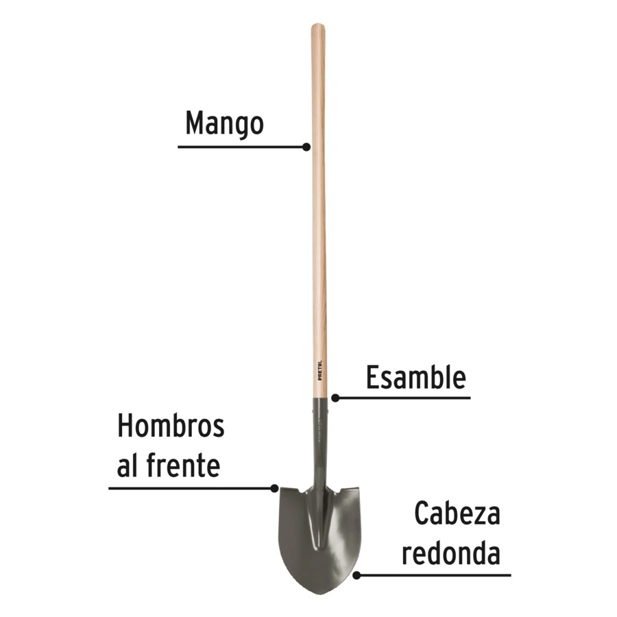 Лопата штыковая Pretul ковш 21х29 см, ручка дерево 140 см, 22507