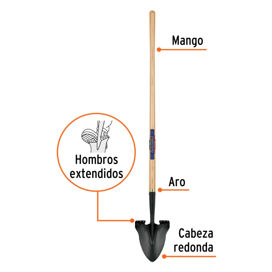 Лопата штыковая садовая Truper мини-ковш 15х21 см, ручка дерево 138 см, 17204