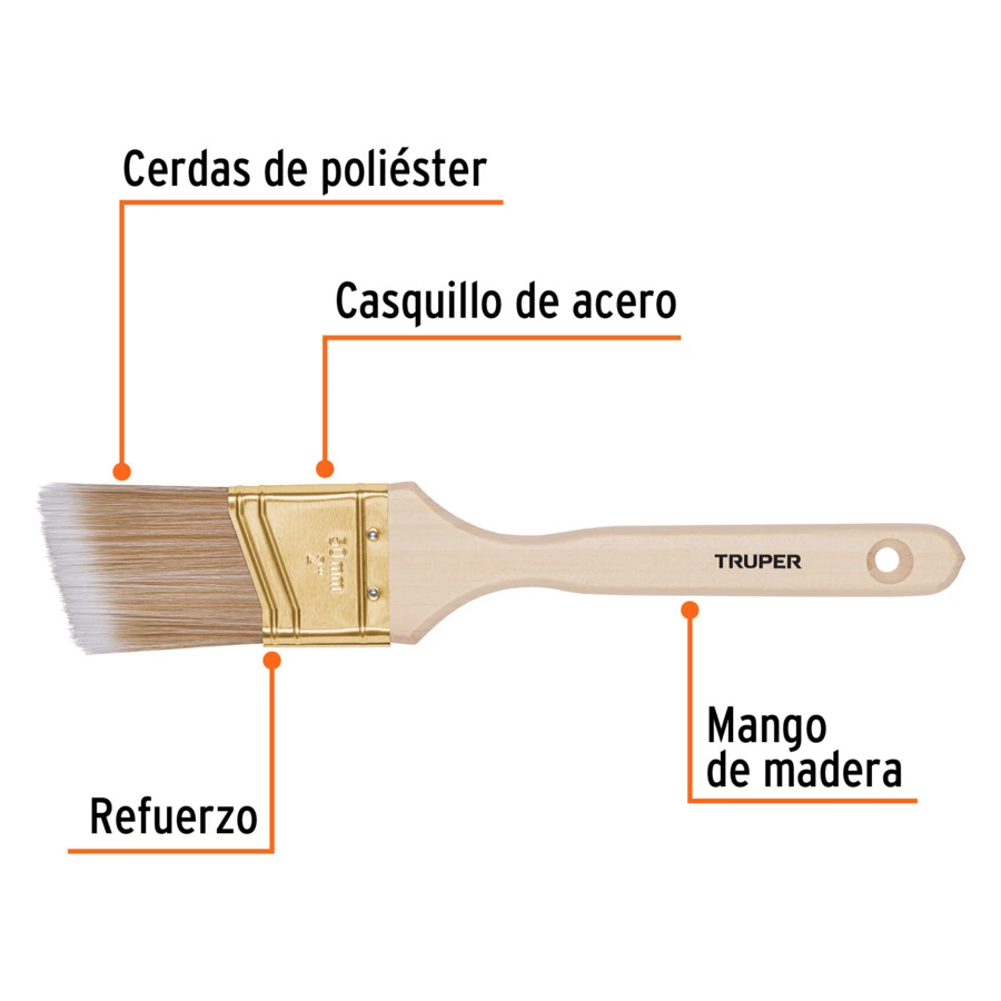 Кисть малярная Truper, щетина полиэстр, ручка дерево, 13339