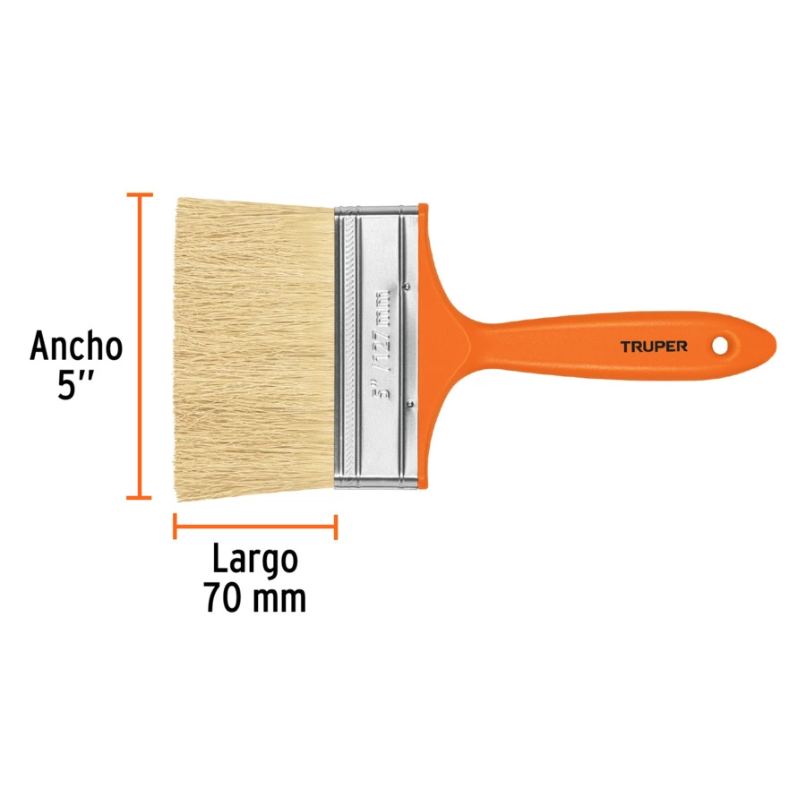 Кисть малярная Truper 7х12,5 см, щетина натуральная, ручка пластик, 14493