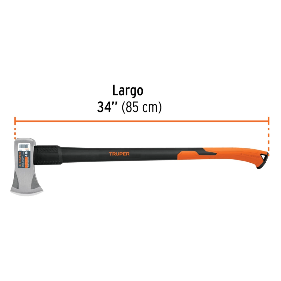 Топор мичиганский Truper 1,81 кг, ручка фибергласс, 86 см, сталь кованая, 11133