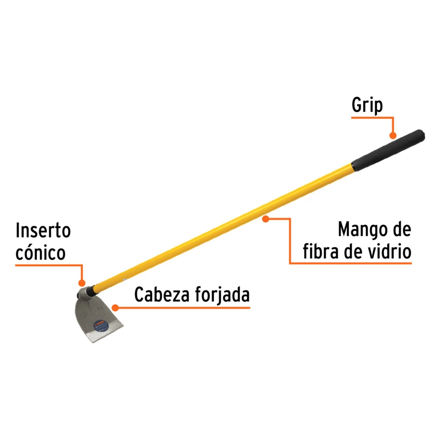 Мотыга садовая Truper, 900 г, резец 20х20 см, черенок фибергласс, 137 см, 10618
