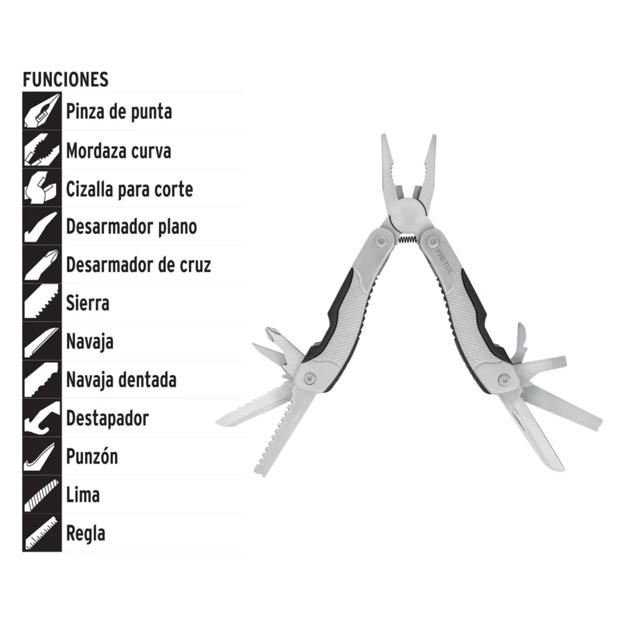 Мультиинструмент Pretul 10 функций, сталь нержавеющая, 24106