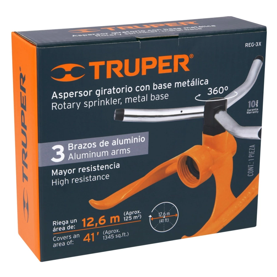 Дождеватель круговой Truper для шланга 3/4", диаметр полива 13 м, алюминий, 10303