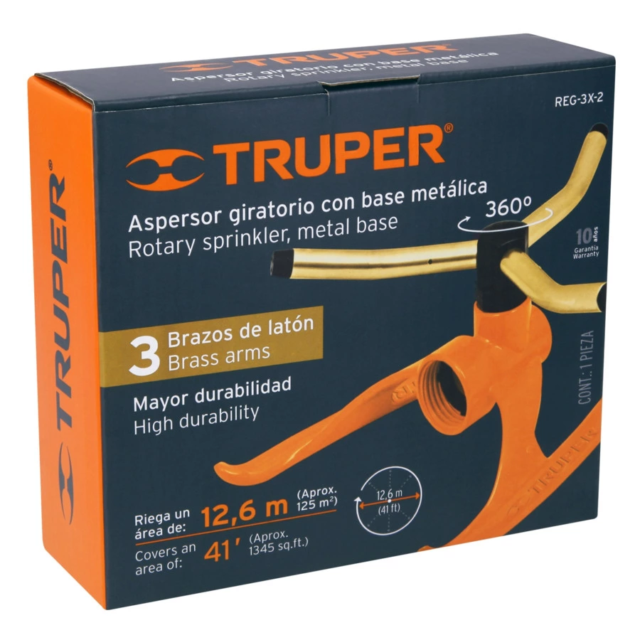 Дождеватель круговой Truper для шланга 3/4", диаметр полива 13 м, латунь, 10307