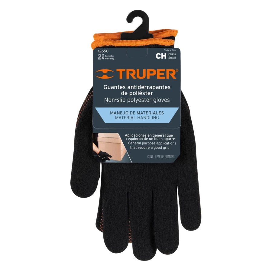 Перчатки защитные из полиэстера с покрытием ПВХ, размер S Truper 12650