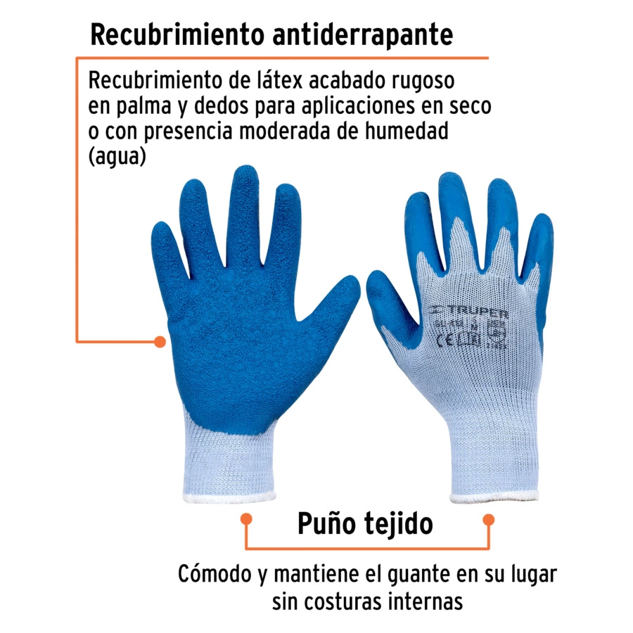 Перчатки садовые из полиэстера с латексным покрытием, размер M Truper 15266