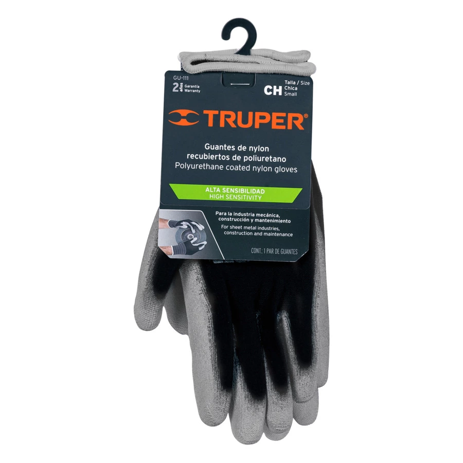 Перчатки защитные нейлоновые с полиуретановым покрытием, размер S  Truper 13290