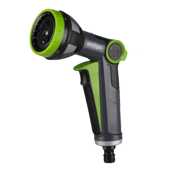 Пистолет-распылитель Amigo 8 режимов, пластик, серо-зеленый, 79840
