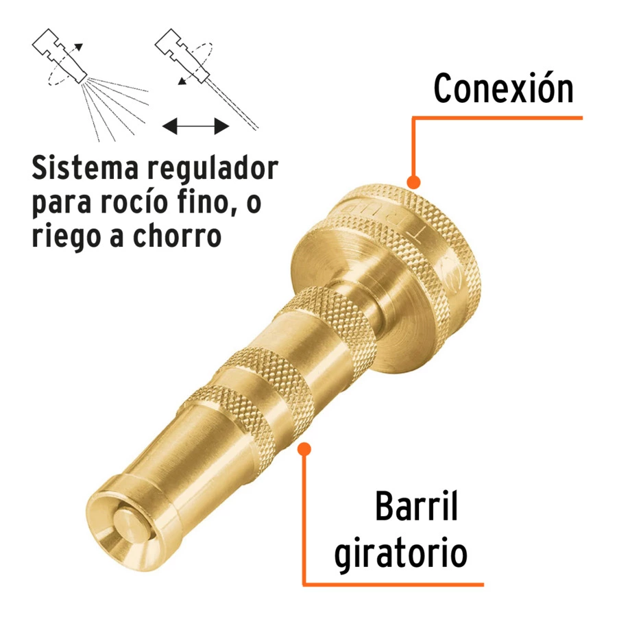 Насадка-распылитель латунный для шланга 3/4" Truper, внутренняя резьба, 89 мм, 13133