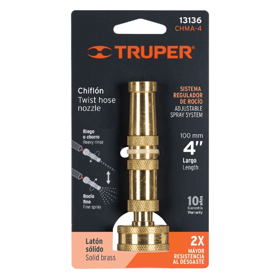 Насадка-распылитель латунный для шланга 3/4" Truper, внутренняя резьба, 100 мм, 13136