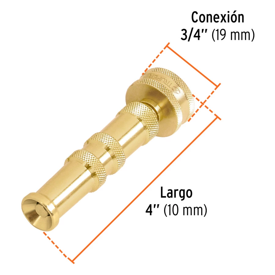 Насадка-распылитель латунный для шланга 3/4" Truper, внутренняя резьба, 100 мм, 13136