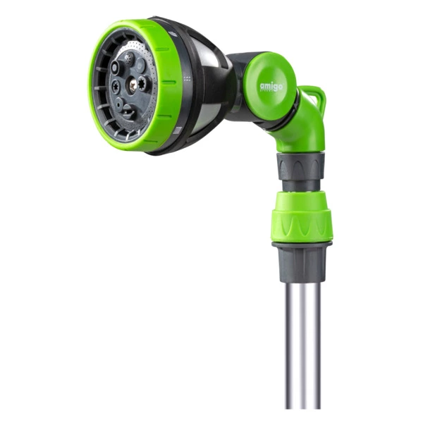 Пистолет-распылитель телескопический Amigo 8 режимов, штанга 95-140 см, пластик, зеленый, 79336