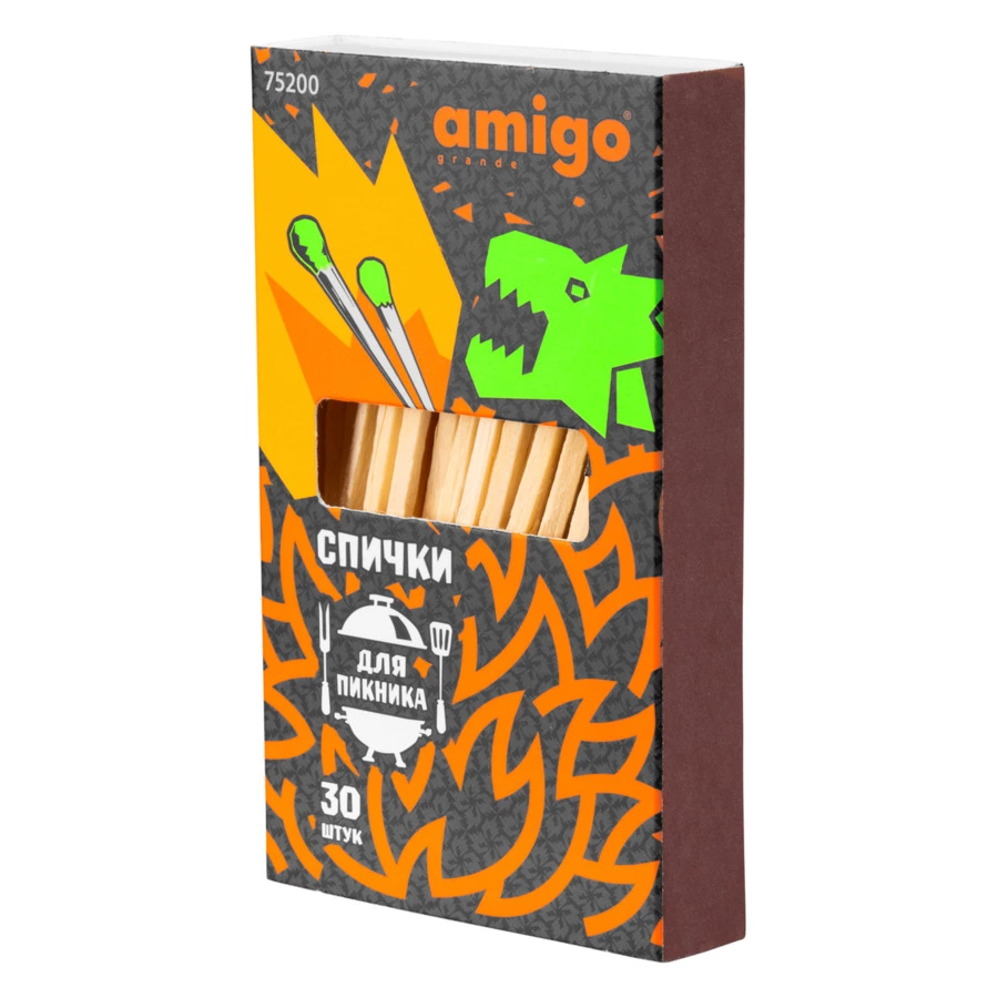 Спички газовые Amigo grande 84 мм, 30 шт, 75200