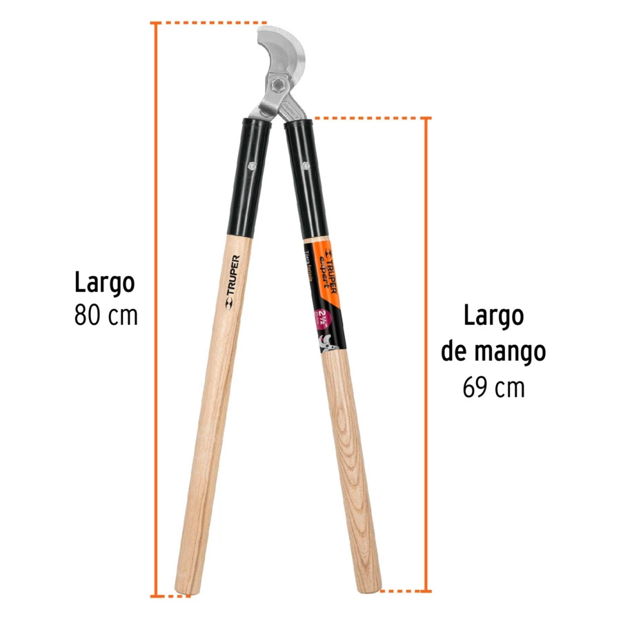 Сучкорез усиленный Truper Expert, рез 6,4 см, длина 80 см, ручки дерево, 18400