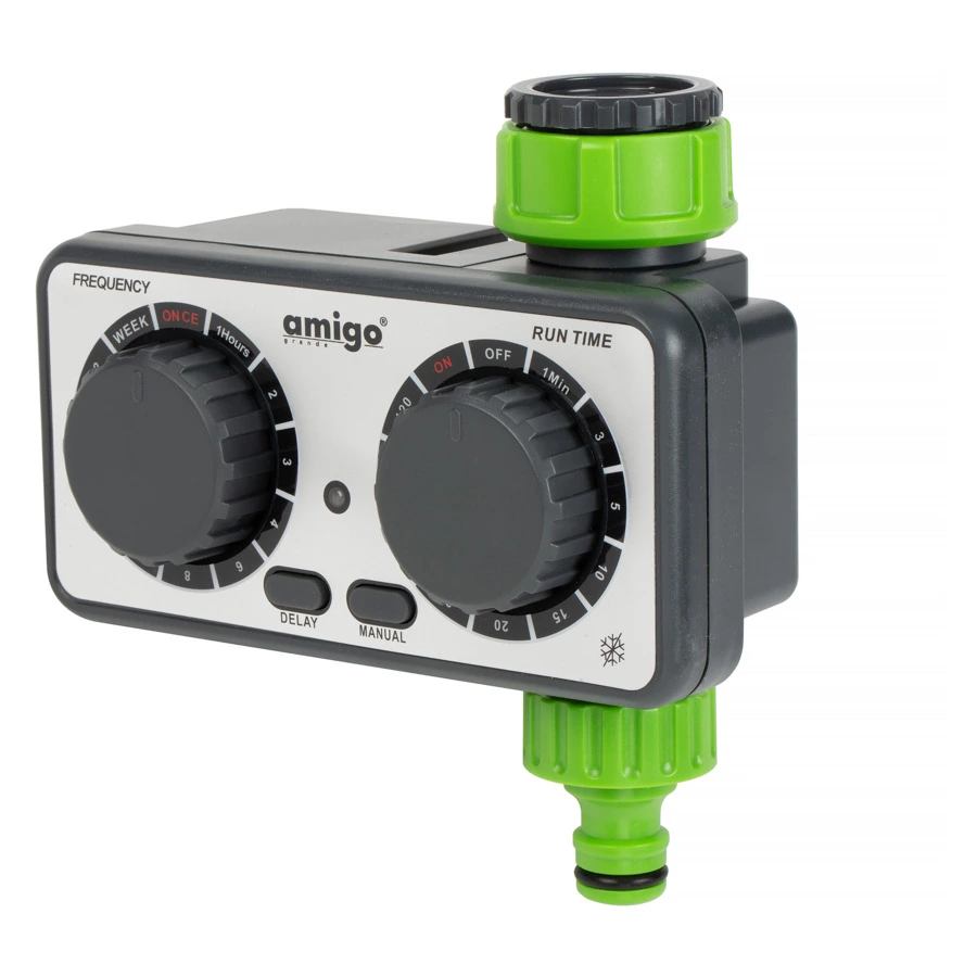 Таймер для полива с датчиком дождя Amigo 3/4"-1", для 2шт АА, пластик, 79932