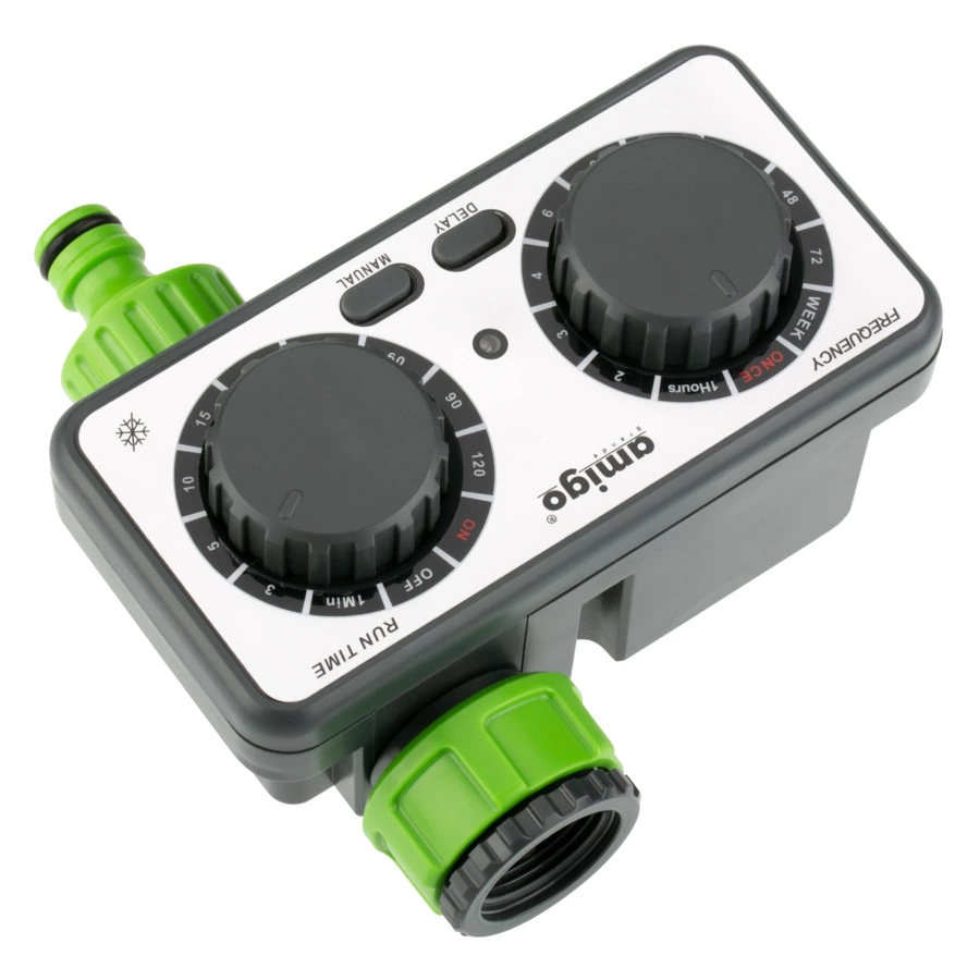 Таймер для полива с датчиком дождя Amigo 3/4"-1", для 2шт АА, пластик, 79932