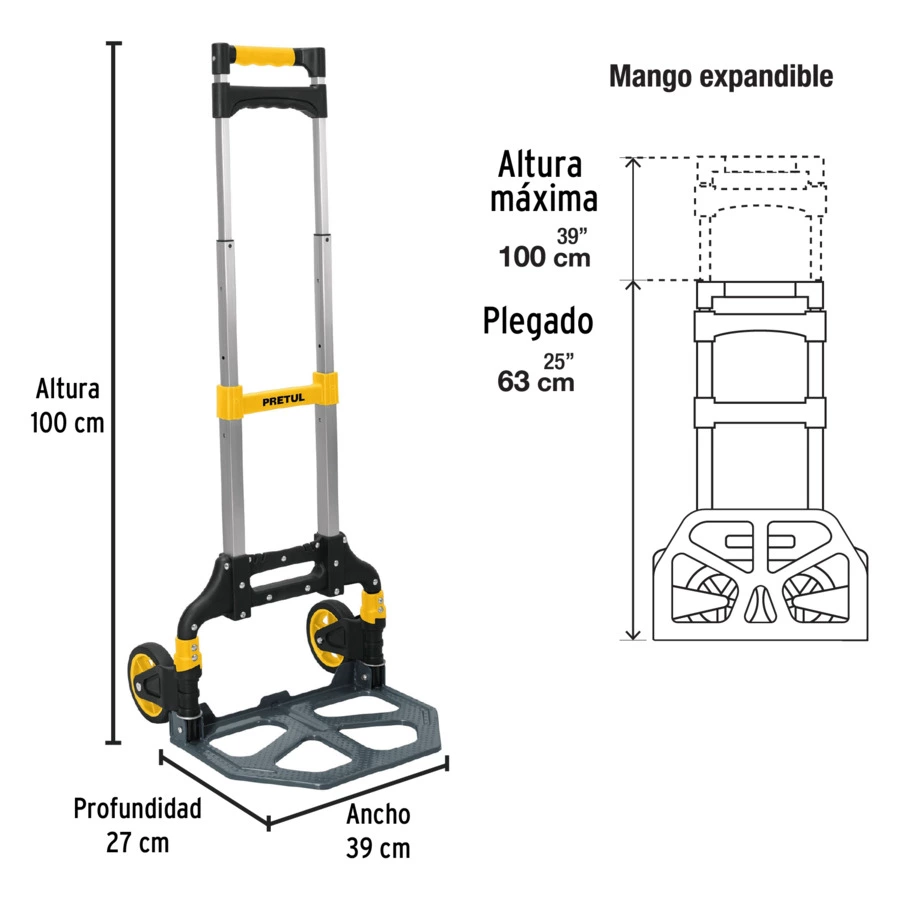 Тележка складная с телескопической ручкой Pretul до 100 кг, 24127