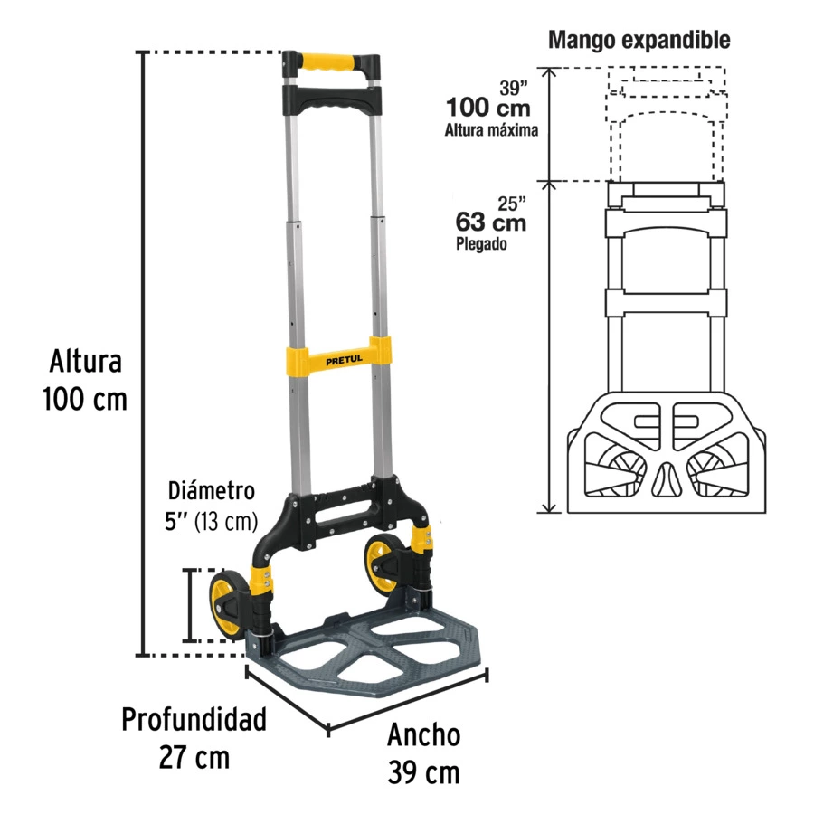 Тележка складная с телескопической ручкой Pretul до 100 кг, 24127