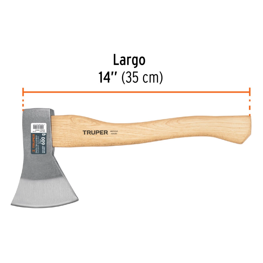 Топор Truper 0,57 кг, ручка американский орех, 36 см, сталь кованая, 14954