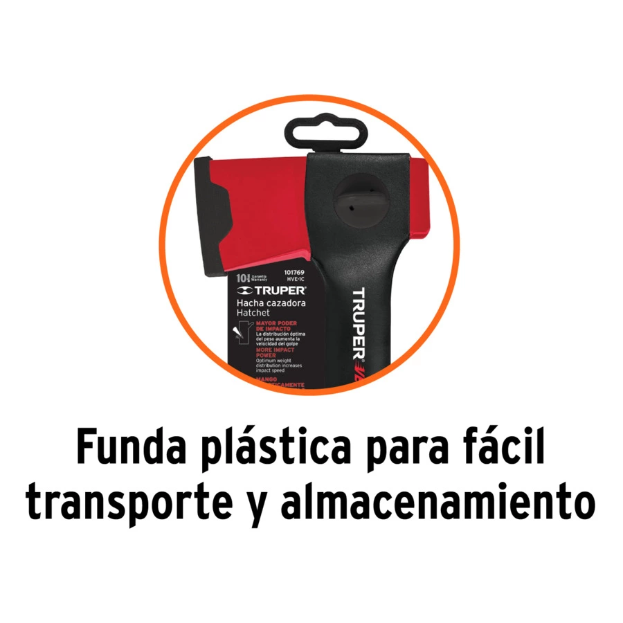 Топорик туристический Truper 0,45 кг, ручка армированный нейлон, 23 см, сталь кованая, 101769