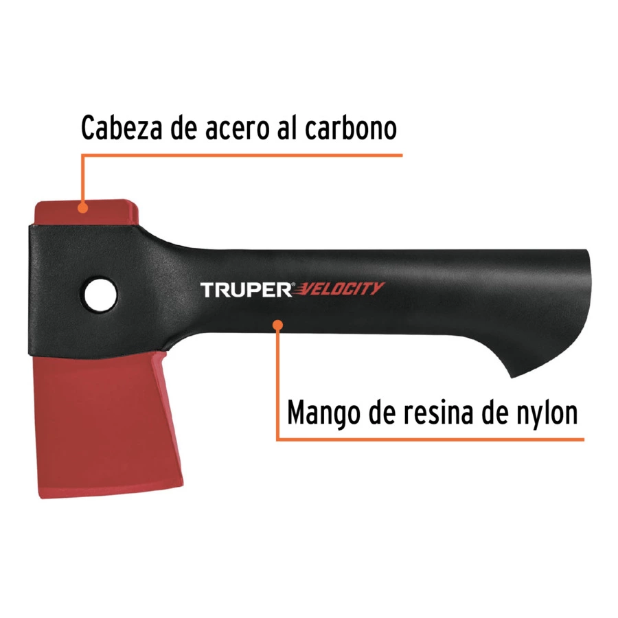 Топорик туристический Truper 0,45 кг, ручка армированный нейлон, 23 см, сталь кованая, 101769