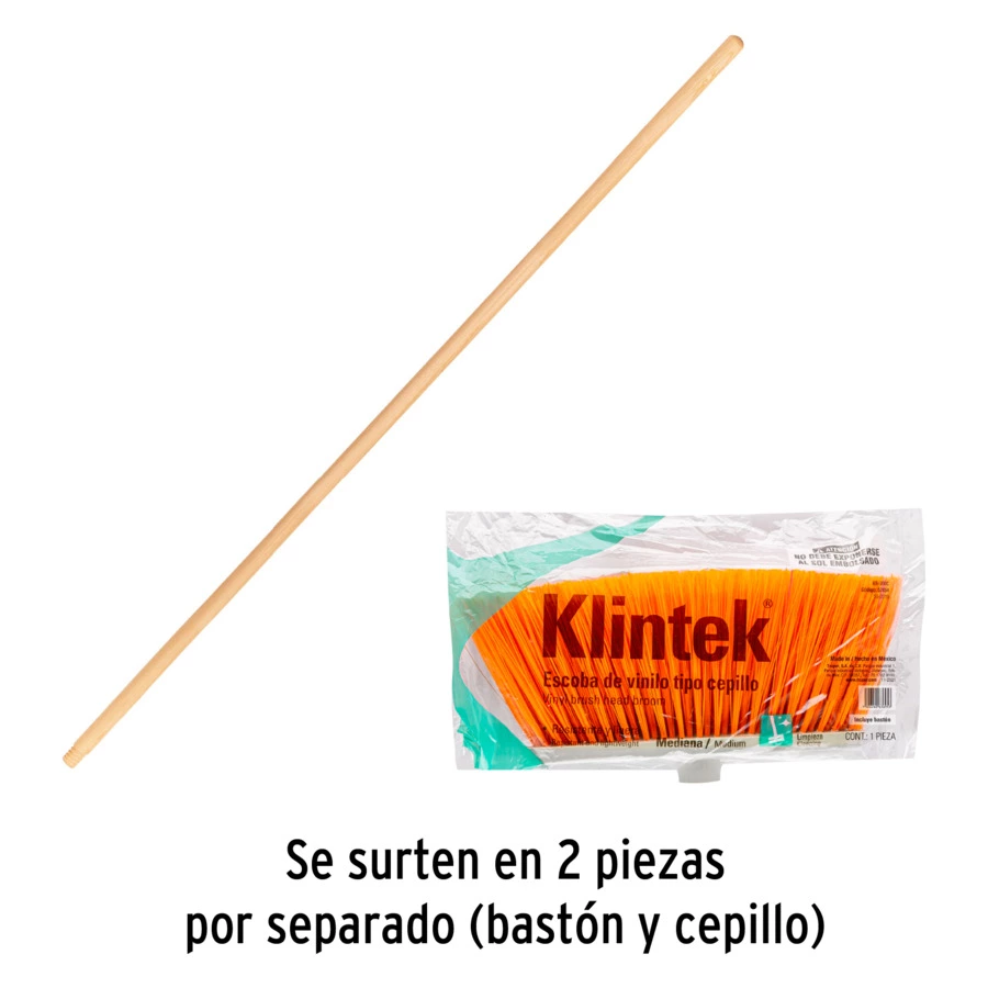 Щетка для уборки Klintek 16,5х25,5х120 см, ПВХ, ручка дерево, 57054