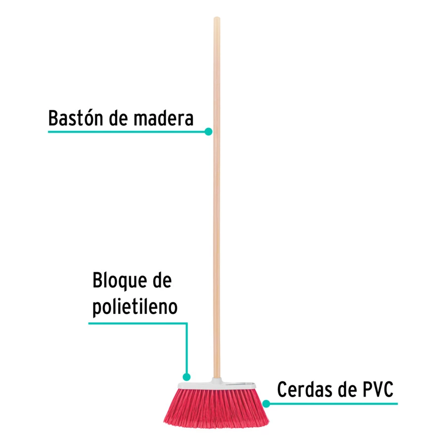 Щетка для уборки Klintek 16,5х25,5х120 см, ПВХ, ручка дерево, 57054