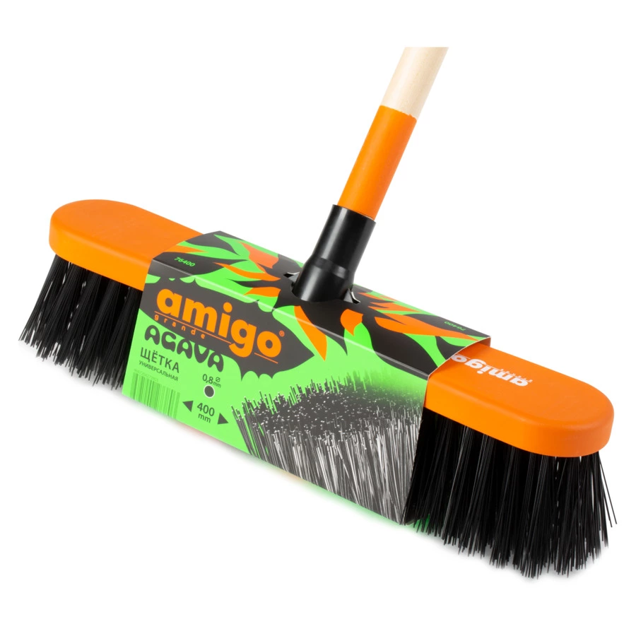 Щетка хозяйственная Amigo 7х40х132 см, черенок дерево, 76400