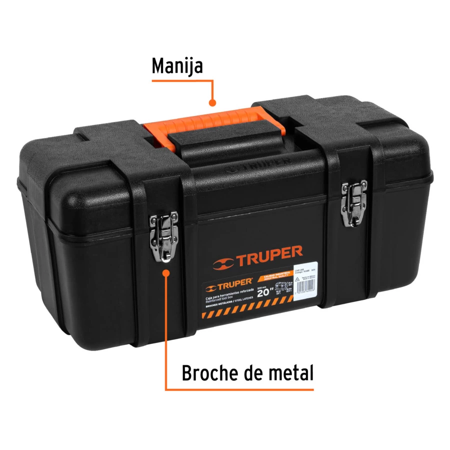 Ящик для инструмента 20 с органайзером Truper 50х27х23 см, пластик, черный, 10380