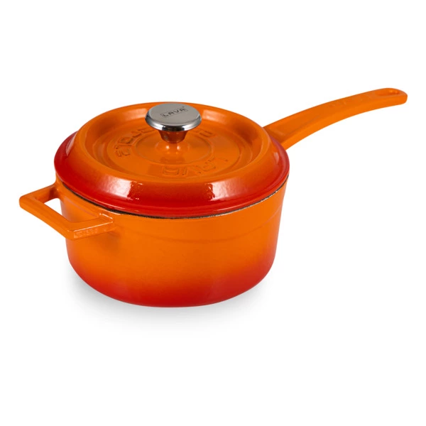 Ковш с крышкой LAVA d16 см, 1,3 л, чугунный, оранжевый