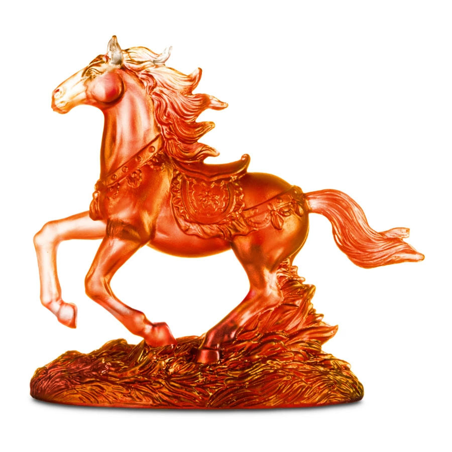 Фигурка Decor de Table Pate de Verre Cristal Лошадка 15х14 см, янтарная, хрустальное тесто, п/к