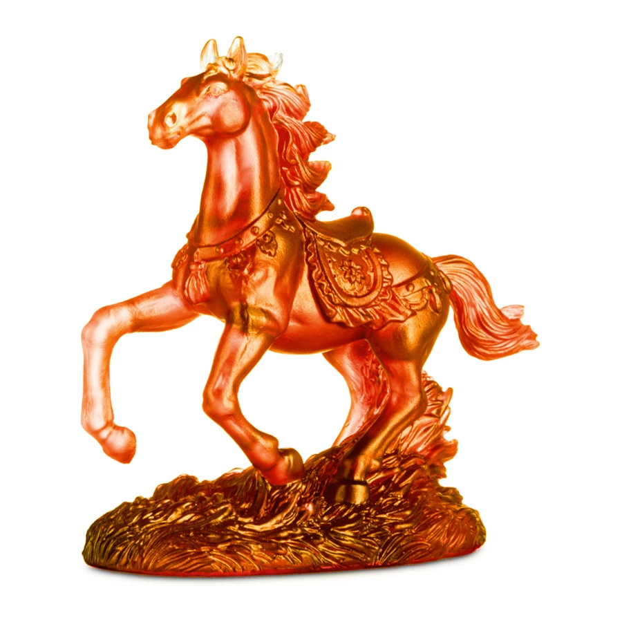Фигурка Decor de Table Pate de Verre Cristal Лошадка 15х14 см, янтарная, хрустальное тесто, п/к