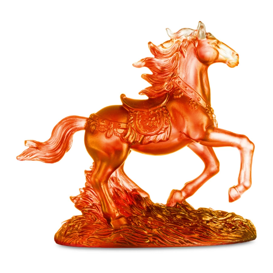 Фигурка Decor de Table Pate de Verre Cristal Лошадка 15х14 см, янтарная, хрустальное тесто, п/к