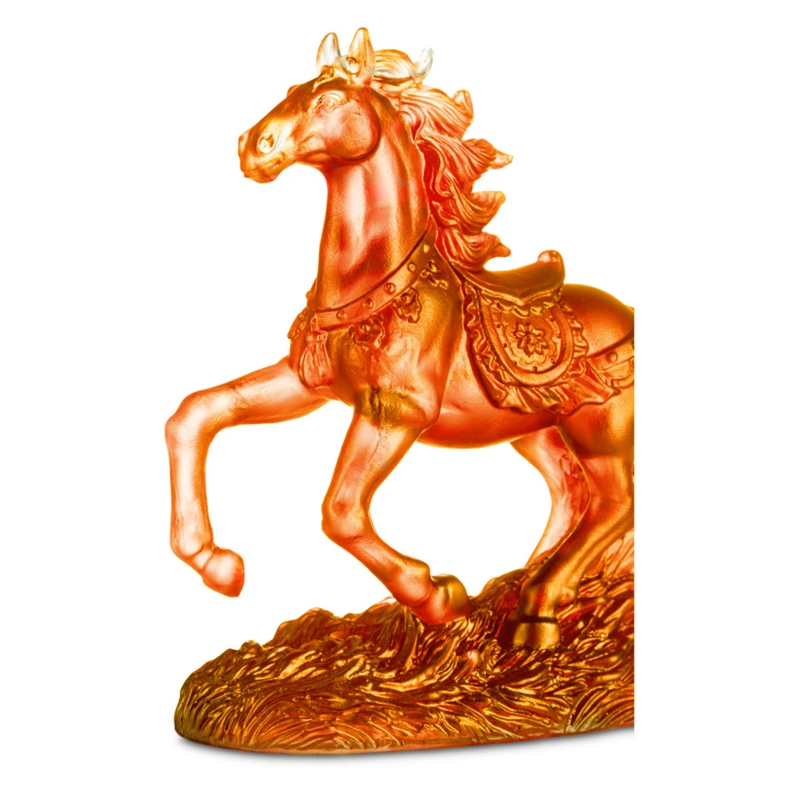 Фигурка Decor de Table Pate de Verre Cristal Лошадка 15х14 см, янтарная, хрустальное тесто, п/к