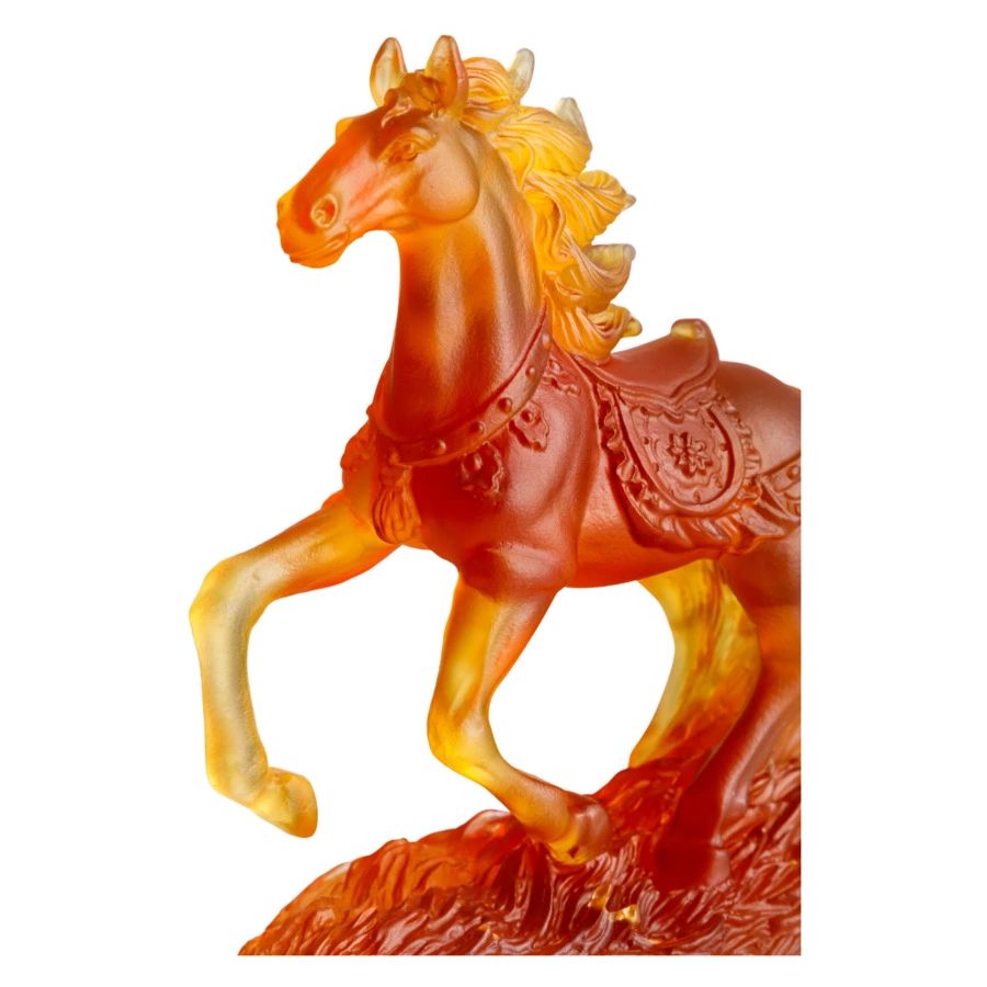 Фигурка Decor de Table Pate de Verre Cristal Лошадка 15х14 см, янтарная, хрустальное тесто, п/к
