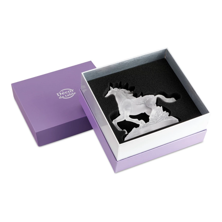 Фигурка Decor de Table Pate de Verre Cristal Лошадка 15х14 см, белая, хрустальное тесто, п/к