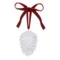 Елочное украшение Shirokov Шишка 8 см, белое, хрустальное тесто, бордовая лента, п/к