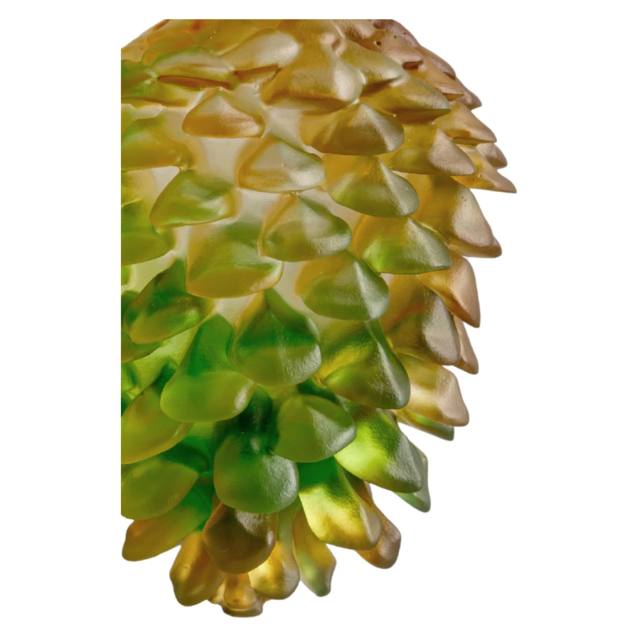 Украшение Shirokov Шишка 8 см, янтарно-зеленое, хрустальное тесто, бордовая лента, п/к