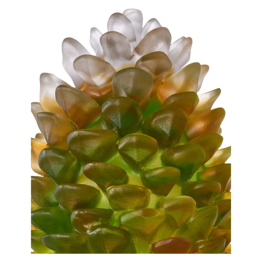 Елочное украшение Shirokov Шишка 8 см, янтарно-зеленое, хрустальное тесто, бордовая лента, п/к