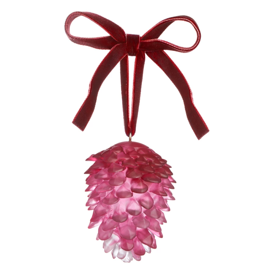 Елочное украшение Shirokov Шишка 8 см, красное, хрустальное тесто, бордовая лента, п/к