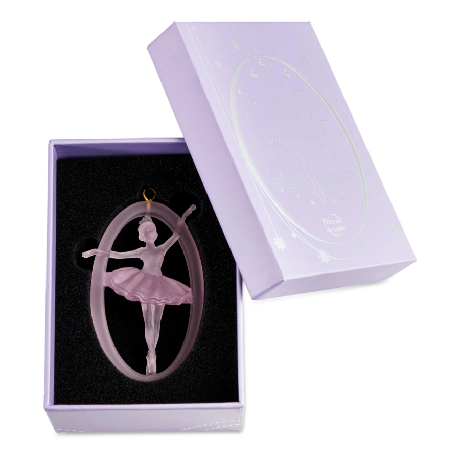 Елочное украшение Decor de Table Pate de Verre Cristal Балерина 8 см, розовое, хрустальное тесто