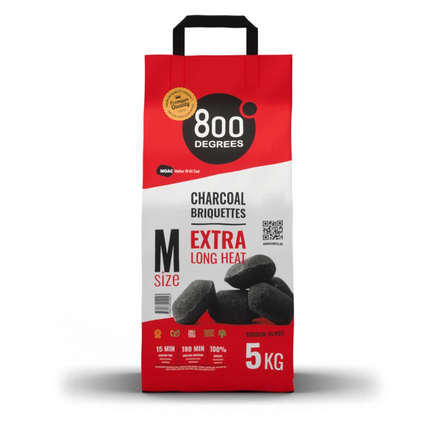 Уголь брикетированный 800 Degrees Долгое Горение 5 кг