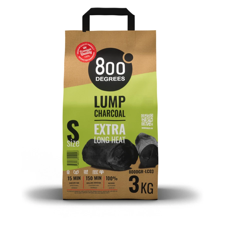 Уголь кусковой древесный 800 Degrees Долгое Горение 3 кг